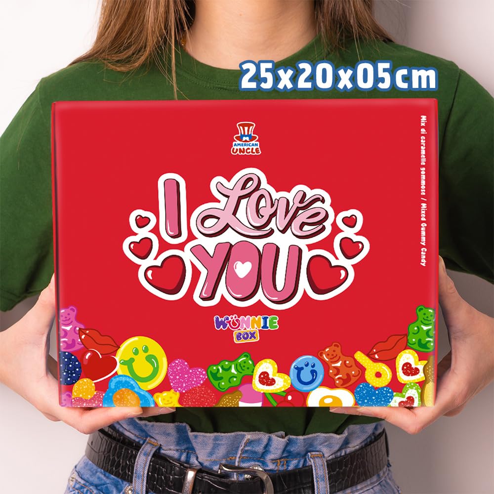 Wunnie box by American Uncle – Idea Regalo San Valentino per lei o per lui, fidanzato o fidanzata, regalo anniversario – box caramelle San Valentino da 1kg