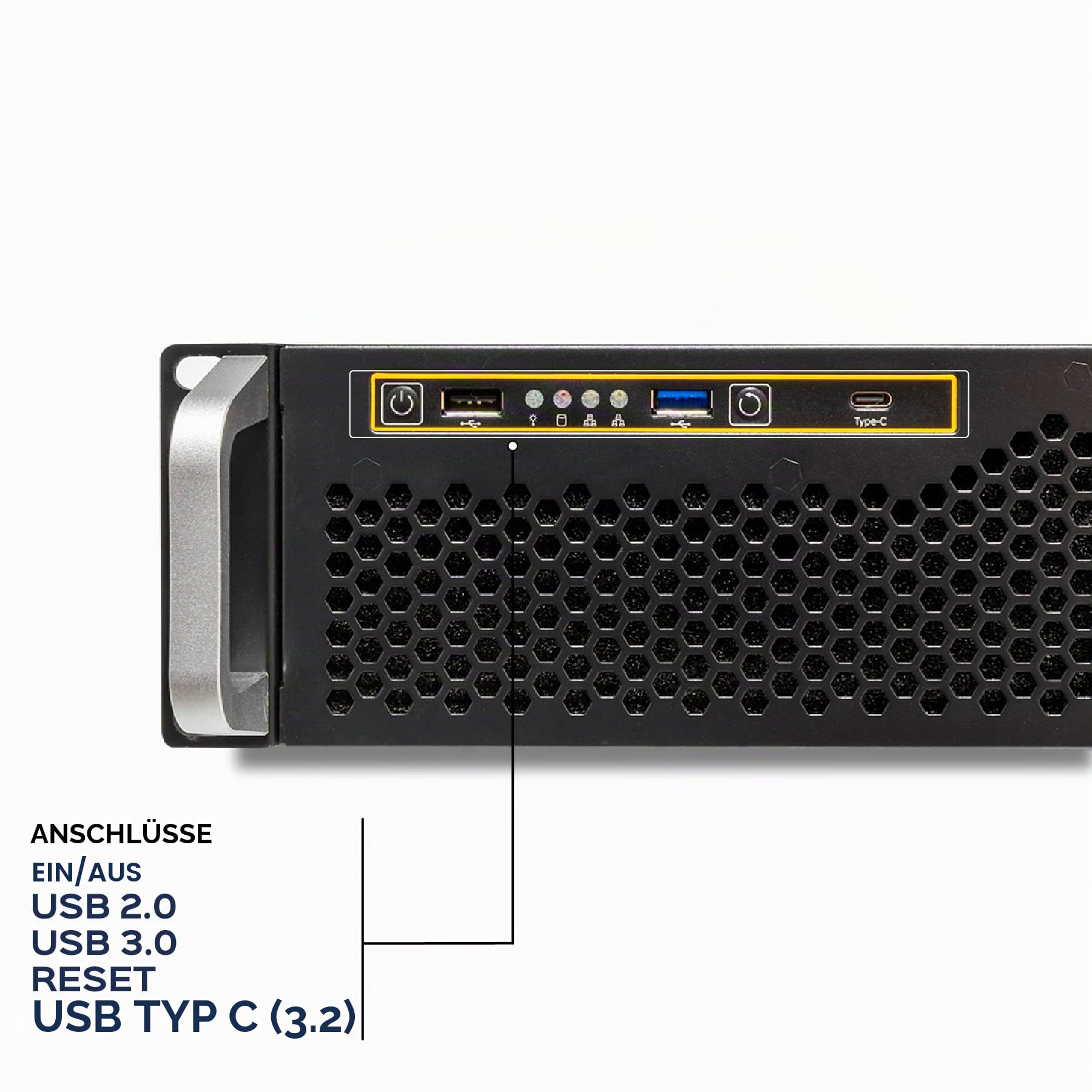 ATX Unykach UK2130 Rack-Gehäuse, 19 Zoll, 2U, 600 mm, professionelles Servergehäuse, 6 Einschübe (4 x 3,5 + 2 x 2,5), USB-C 3.2, 5 PWM-Lüfter, kompatibel mit High-End-GPUs