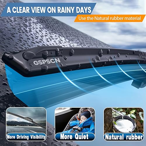 Miniatura 5 de GSPSCN Limpiaparabrisas de repuesto prémium de 22 + 20 pulgadas con calidad de equipo original, silencioso, duradero, estable, de alto rendimiento