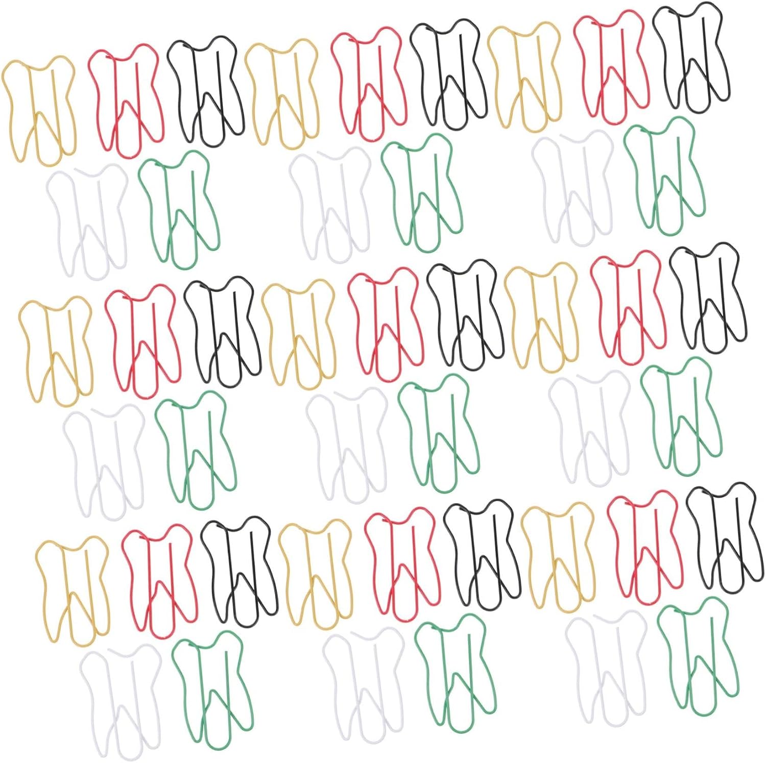 DOITOOL 50pcs Tooth Fairy Metal Paper Clips Large Tooth Shape for Party Office School Decorative Clips Color
