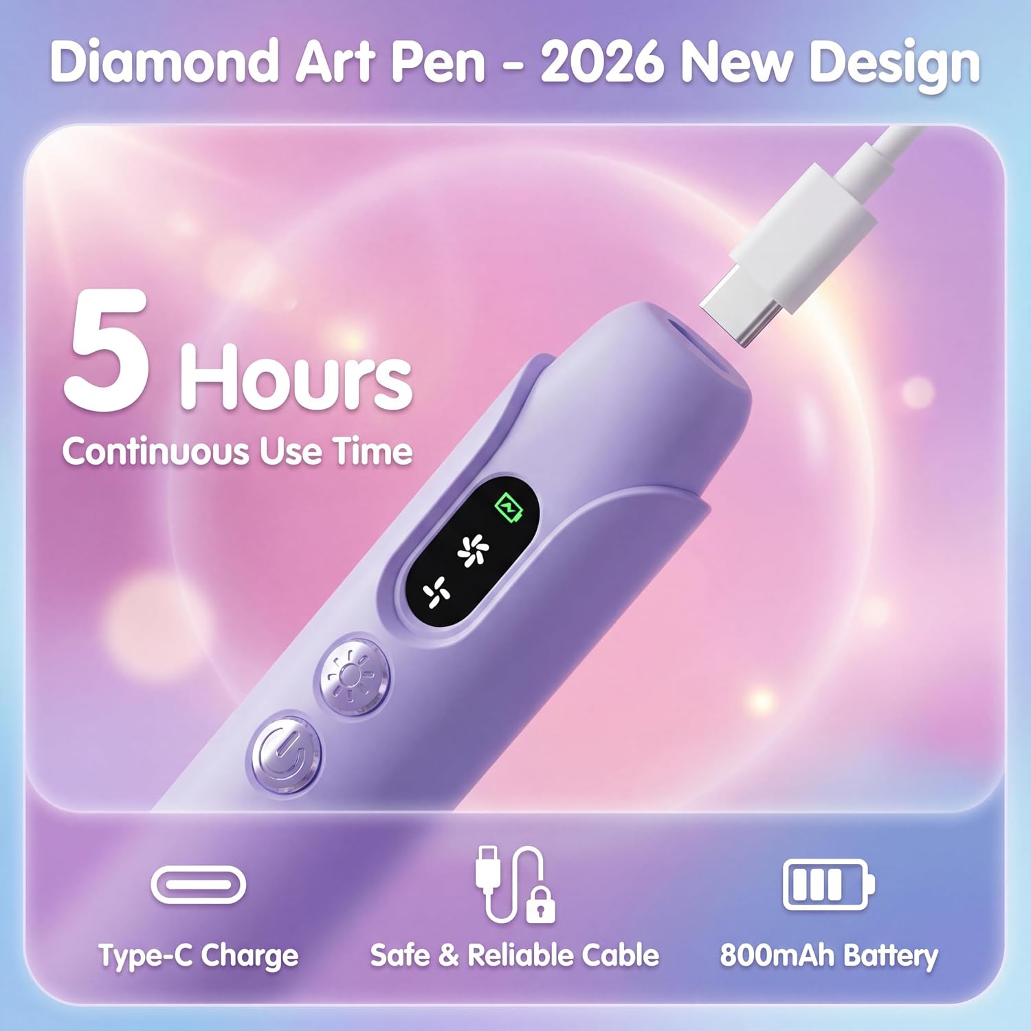 Electric Diamond Painting Pen with Light, Vacuum Pen for Diamond Art Kit