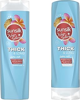 Sunsilk ع1ق سيلك شامبو للشعر كثيف وطول 350مل + 1ق بلسم 350مل (خصون 50% على الكسم)