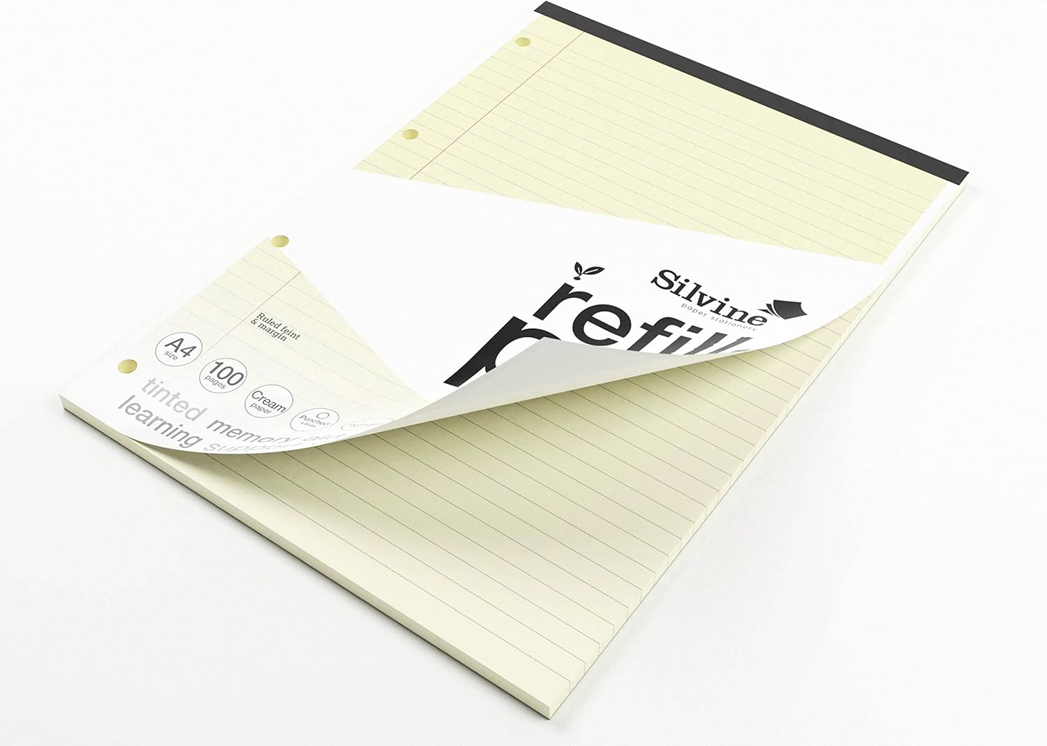 Silvine A4 Cream Paper Dyslexia Refill Pad - Lined with Margin (100 Pages)