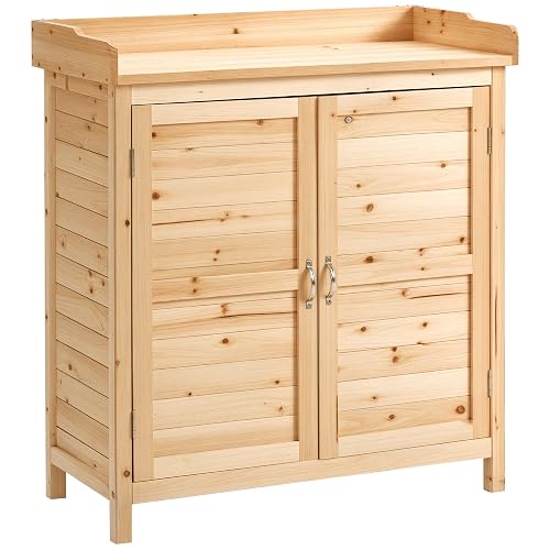 Outsunny Armoire de Jardin sur Pied 2 Portes 83L x