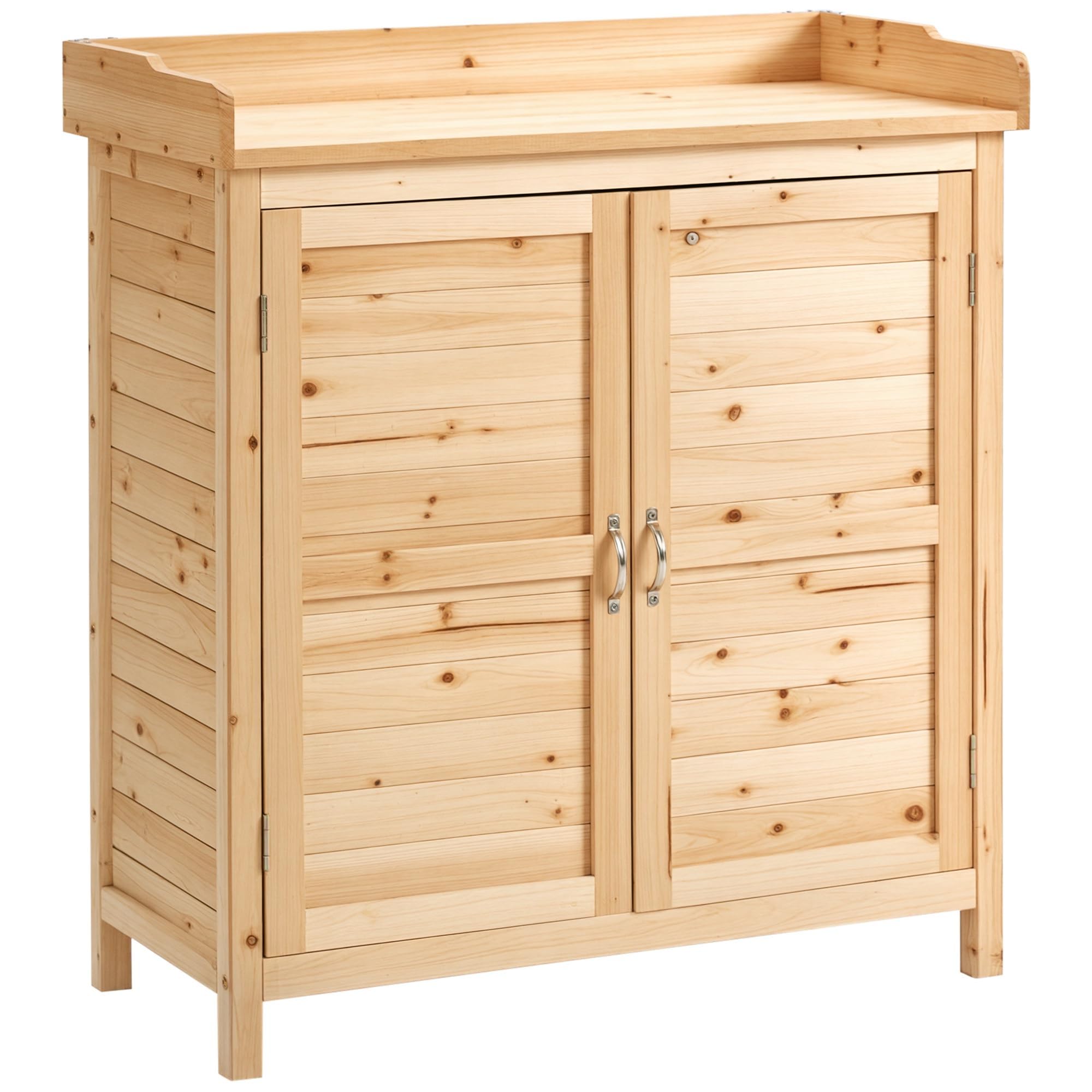 Outsunny Armoire de Jardin en Bois Massif Sapin 83x40x92 cm Double Porte