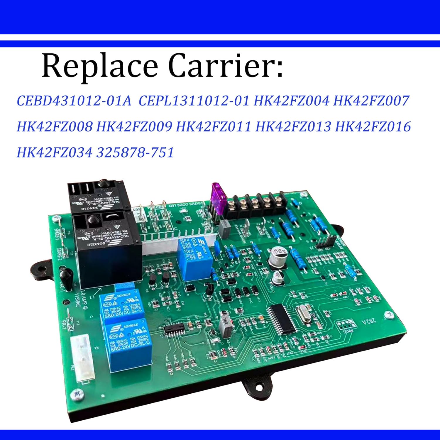 282A Furnace Control Module Compatible with HK42FZ013 HK42FZ004 HK42FZ007 HK42FZ008 HK42FZ009 HK42FZ011 HK42FZ016 HK42FZ034 325878-751 CEPL1311012-01Series Control Board
