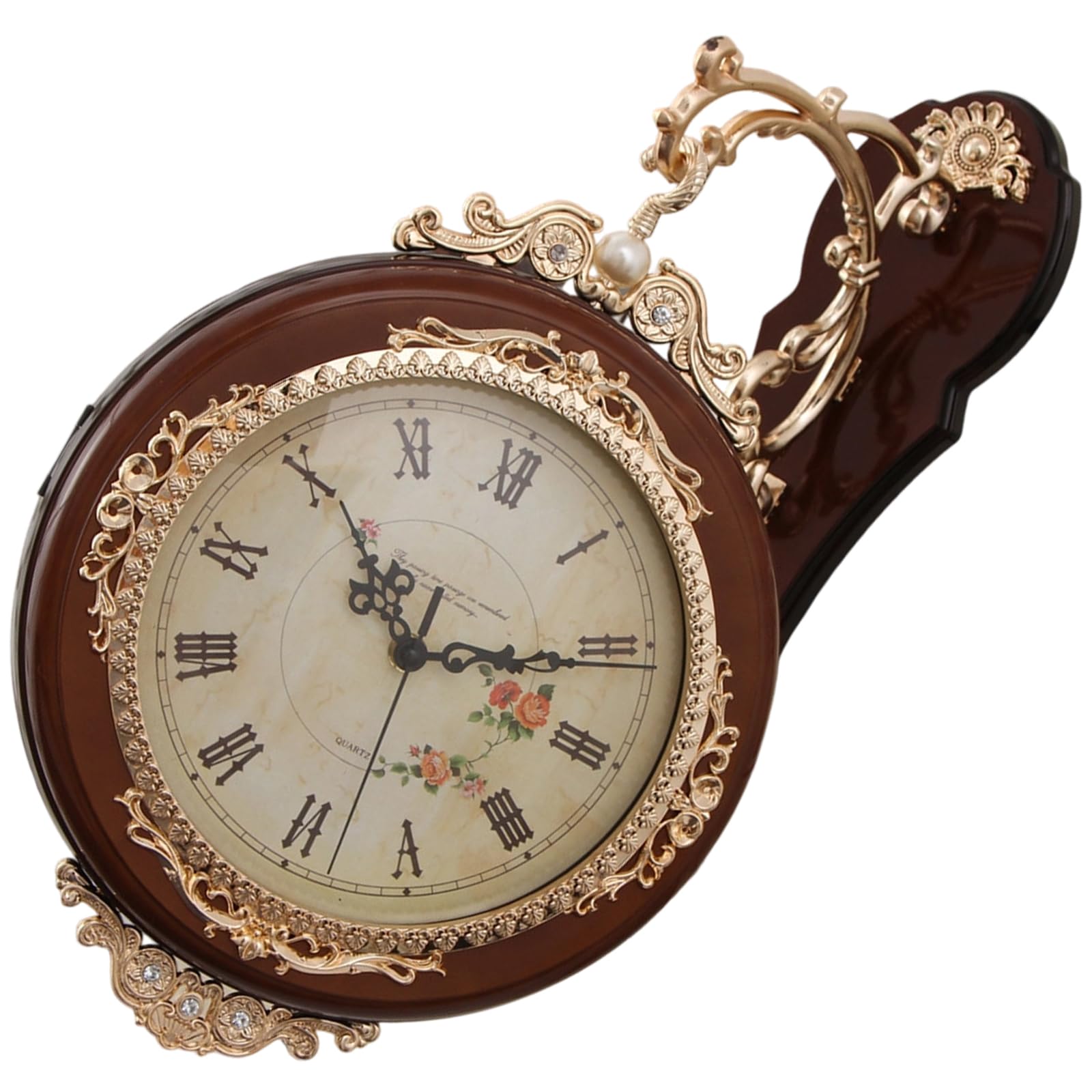 Horloge murale double face au design antique et finitions métal