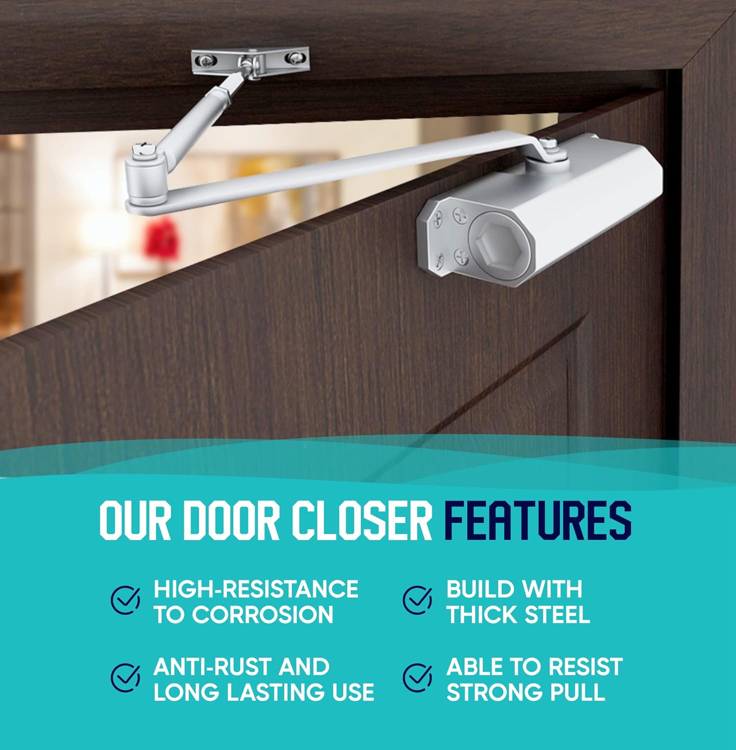 Laniti Commercial Door Closer Grey, 1 Pack – Heavy Duty Auto Closer for Interior & Exterior Doors – Adjustable Speed – Durable Steel – Easy DIY Install – for Office, Hospital, Apartment