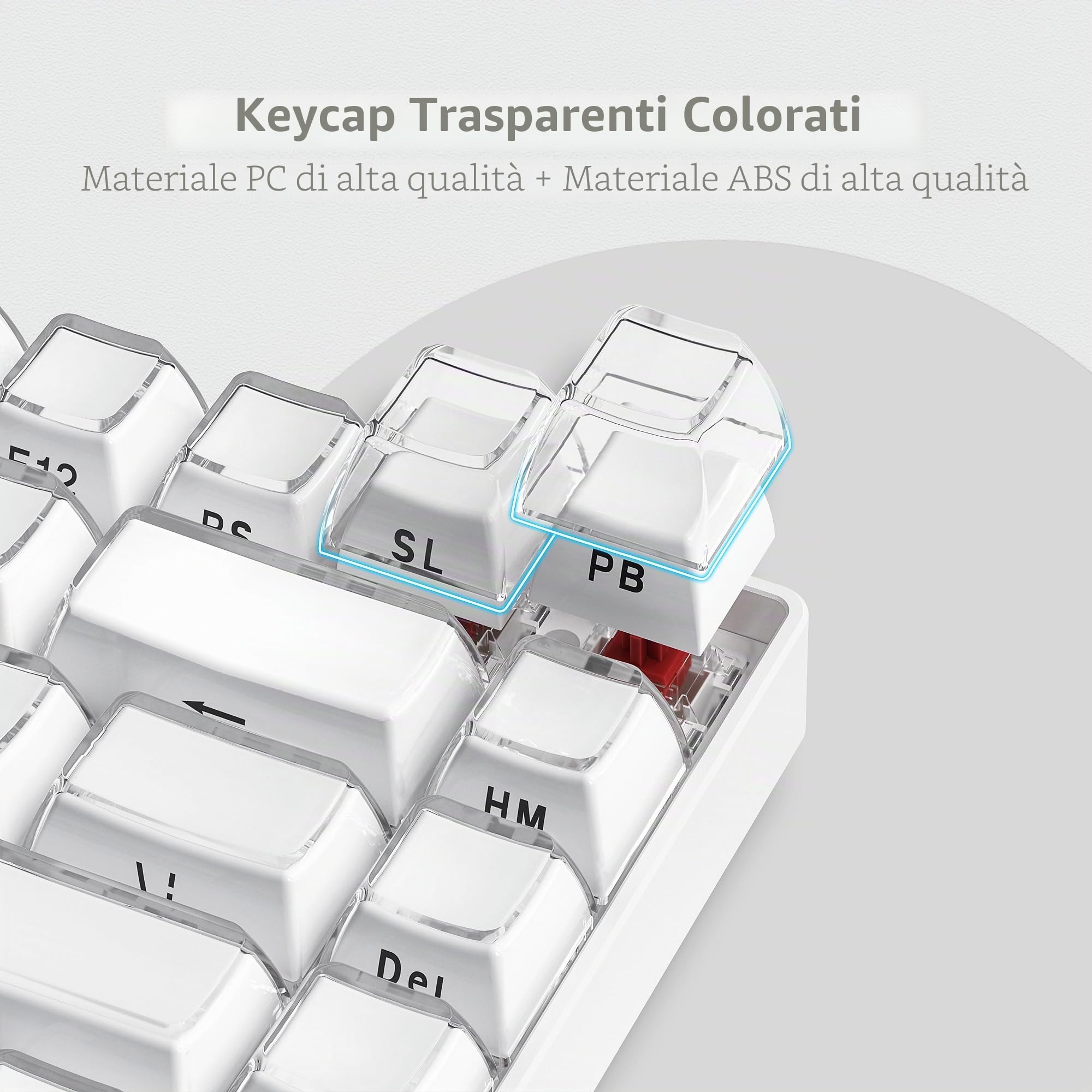 Womier Keycaps - Jelly Keycaps White 60 65 75 100 Percent, Side Printed Elegant Crystal Key caps, Custom 113 Keys OEM Profile for 61/68/84/87/98/100 Cherry Gateron MX Mechanical, White