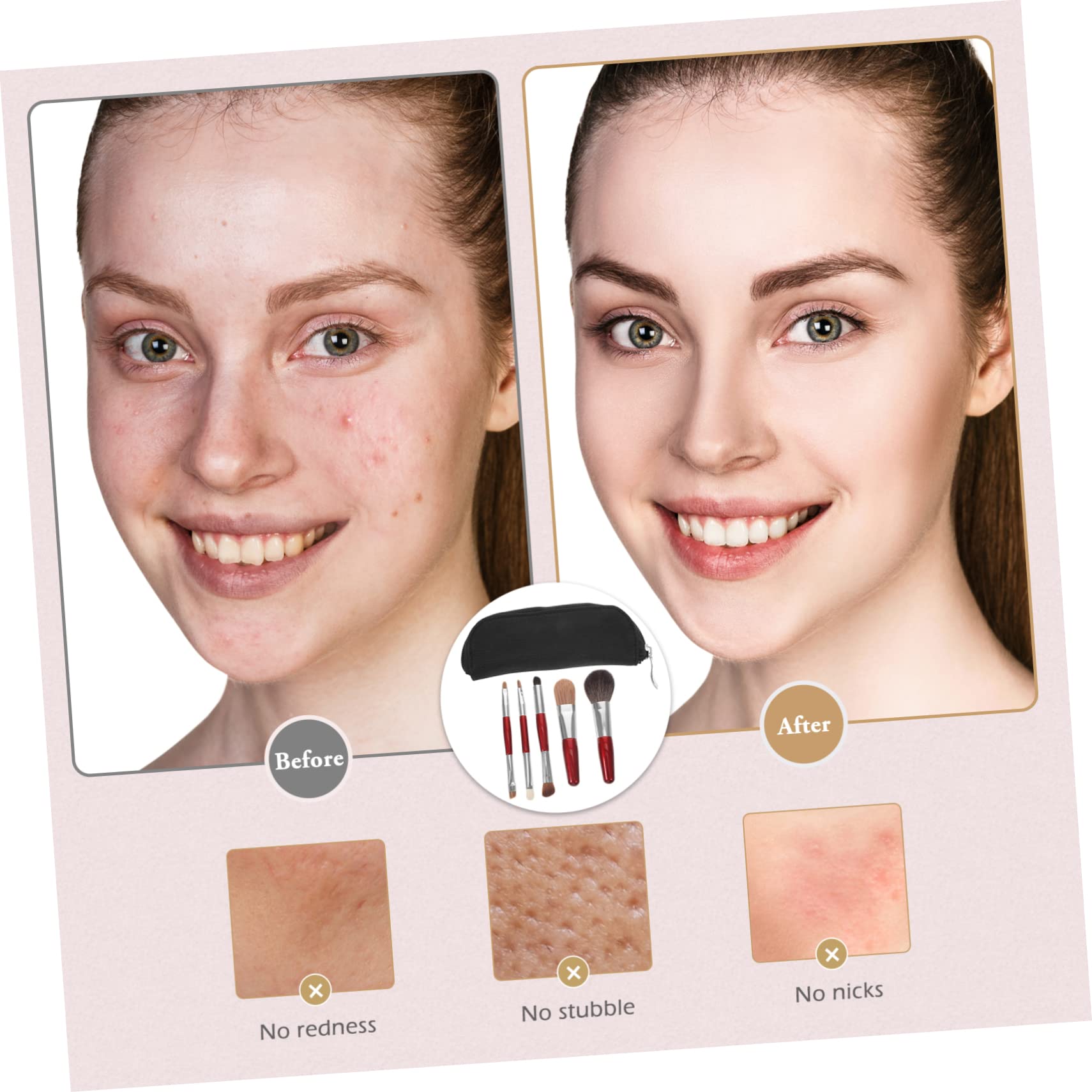 FRCOLOR 2sets Pennelli Da Trucco Portatili Per Polvere Libera e Blush Con Custodia Da Viaggio Strumenti Di Bellezza Per Donne e Ragazze
