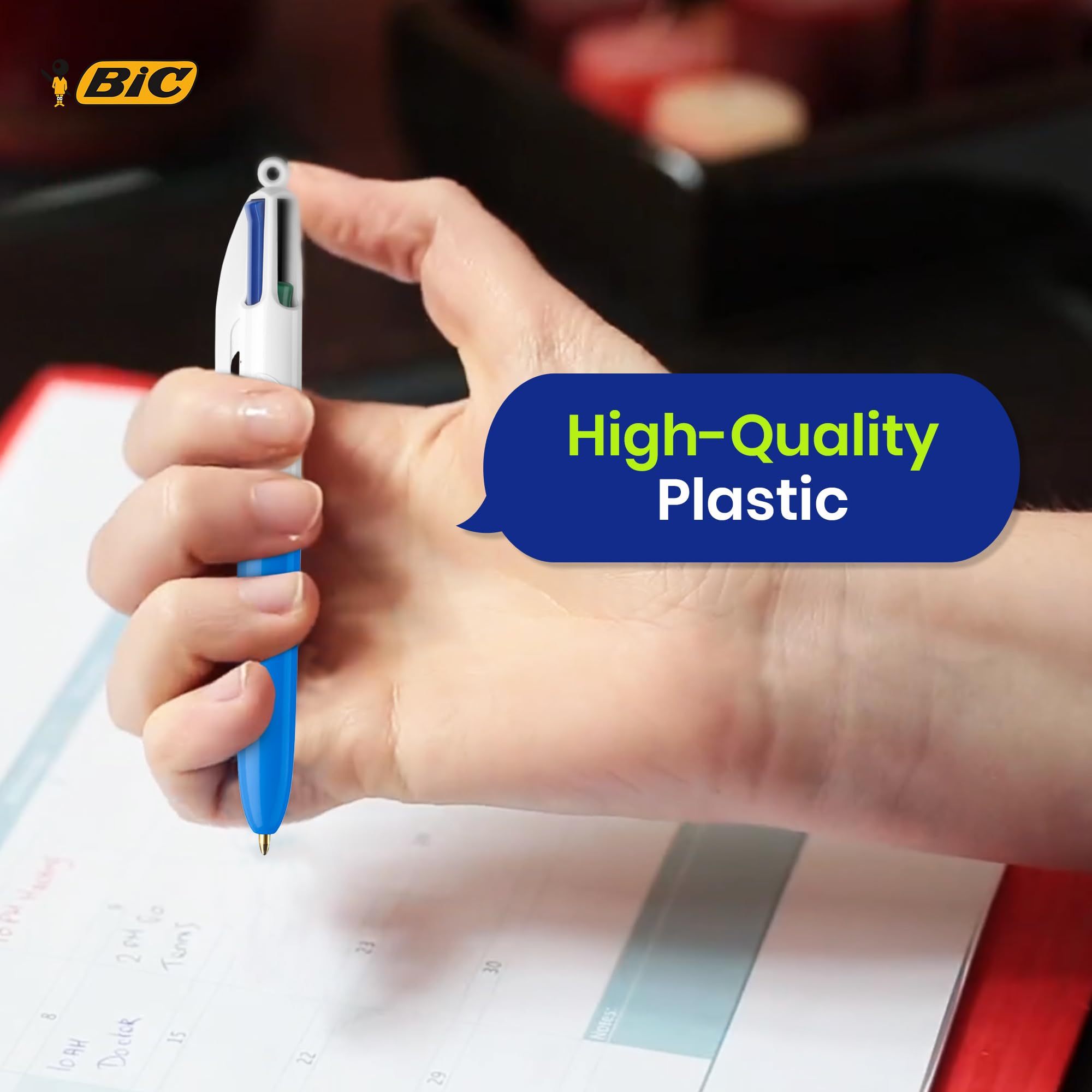 BIC 4-farbige Mini-Kugelschreiber – 6 Stück, Einziehbar, 12 Cm Lang – Mit Blau, Schwarz, Rot, Grüner Tinte (1,0 Mm)
