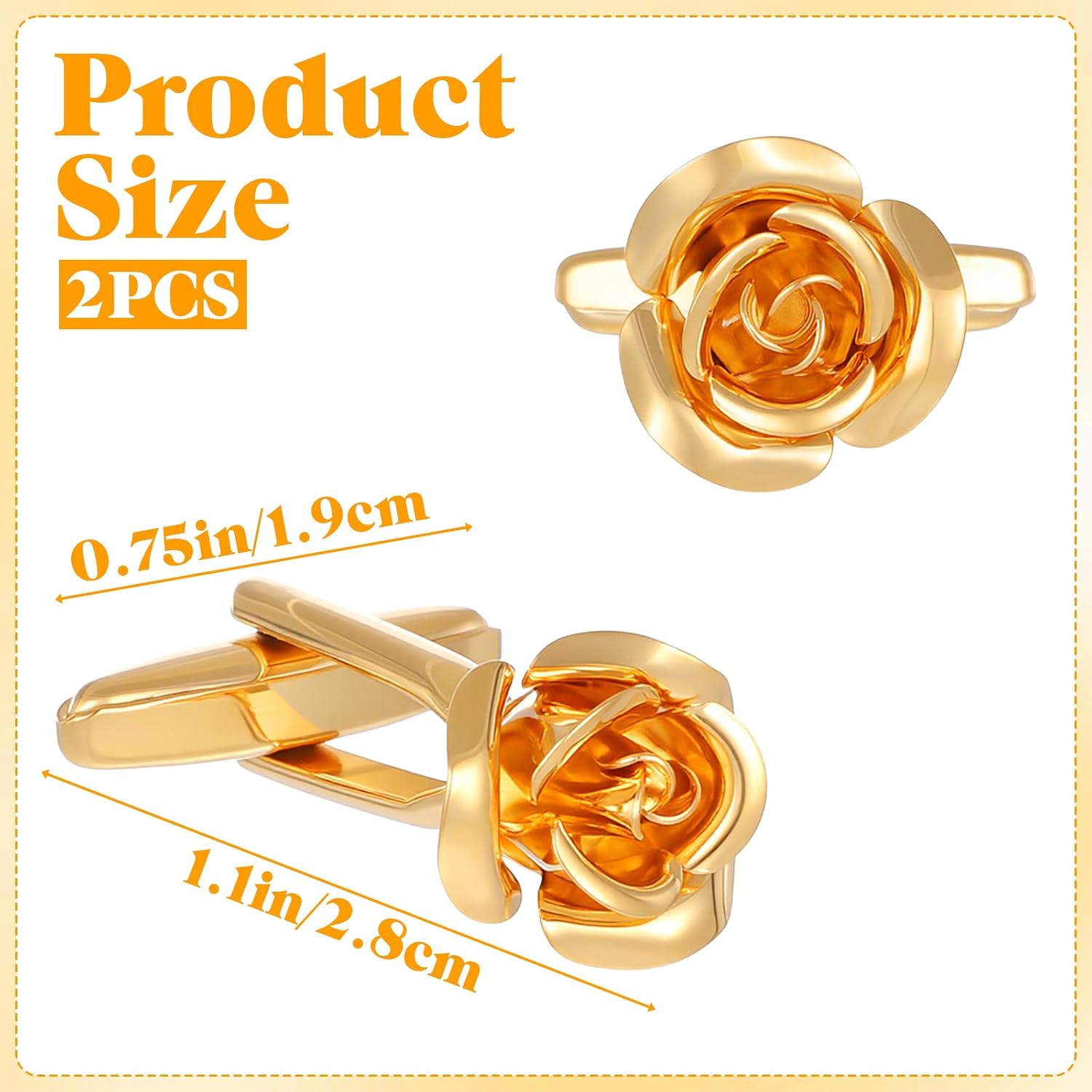 Cufflinks for Men Shirt Jewelry Cufflinks Rose Gold Flower Shape Tuxedo Cuff Links Sparkle Ornate Cufflink for Wedding Groom Business Formal Occasions Husband Valentines Day Gift