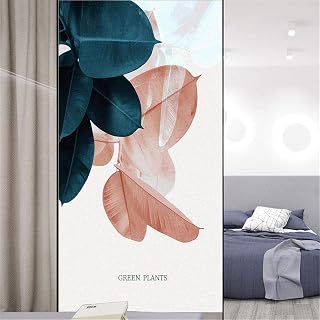 Watercolor Tropical Plants Decorative Window Privacy Film Static Cling Window Treatments Window Coverings Glass Sticker Decorative Film for Siding Glass Door Home Decor 15.7