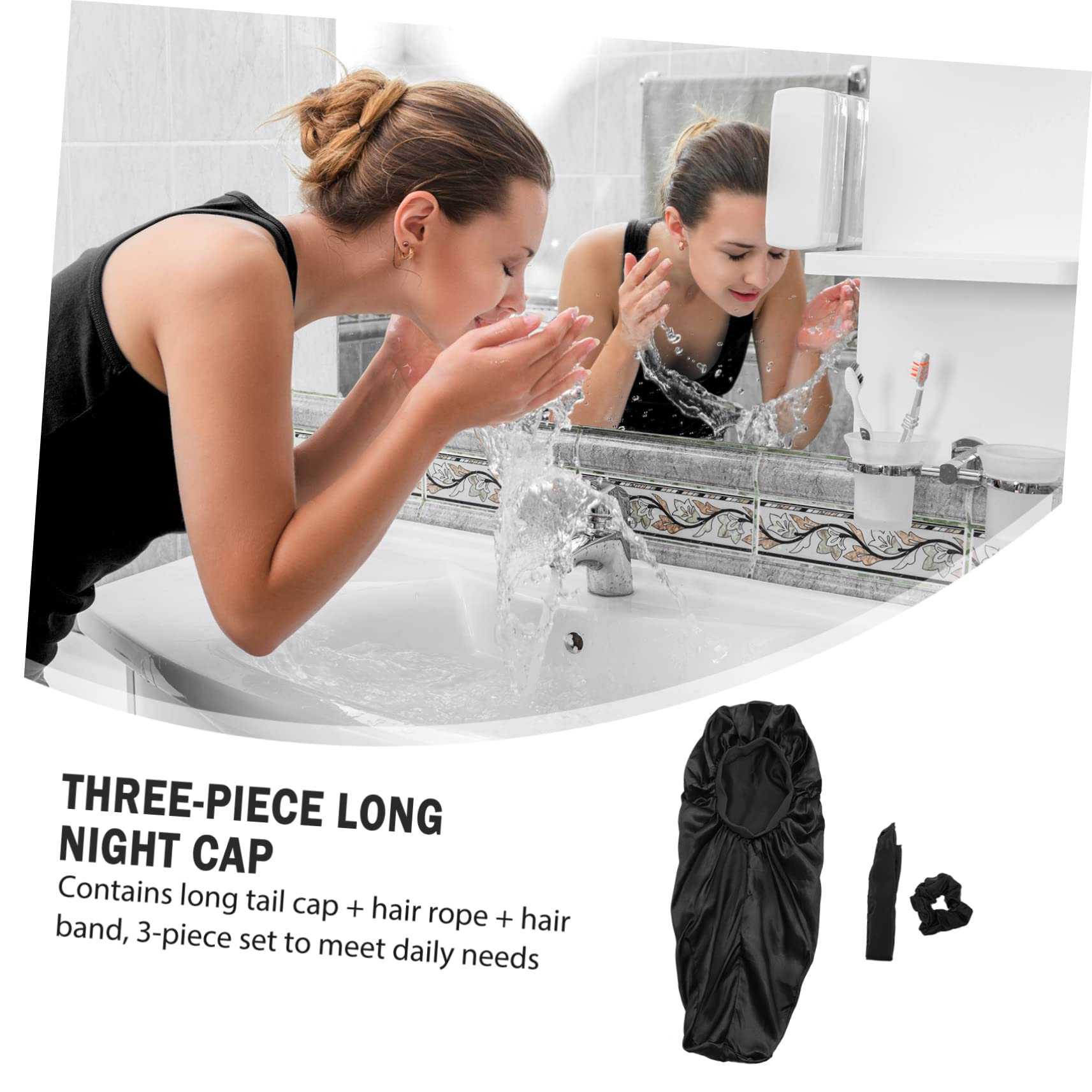 DOITOOL 12pezzi Cappelli Da Notte Per Donna Con Fasce Per Accessori Per Dormire Satin Copricapo Comfort Per Bagnati e Protezione Notturna