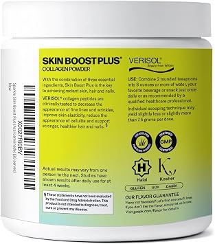 Sparkle Wellness Skin Boost Plus VERISOL Collagen Beauty (Acai Lemonade) | 30 Serves with Vitamin C & Hyaluronic Acid for Hair, Skin & Nail Health, Anti Aging