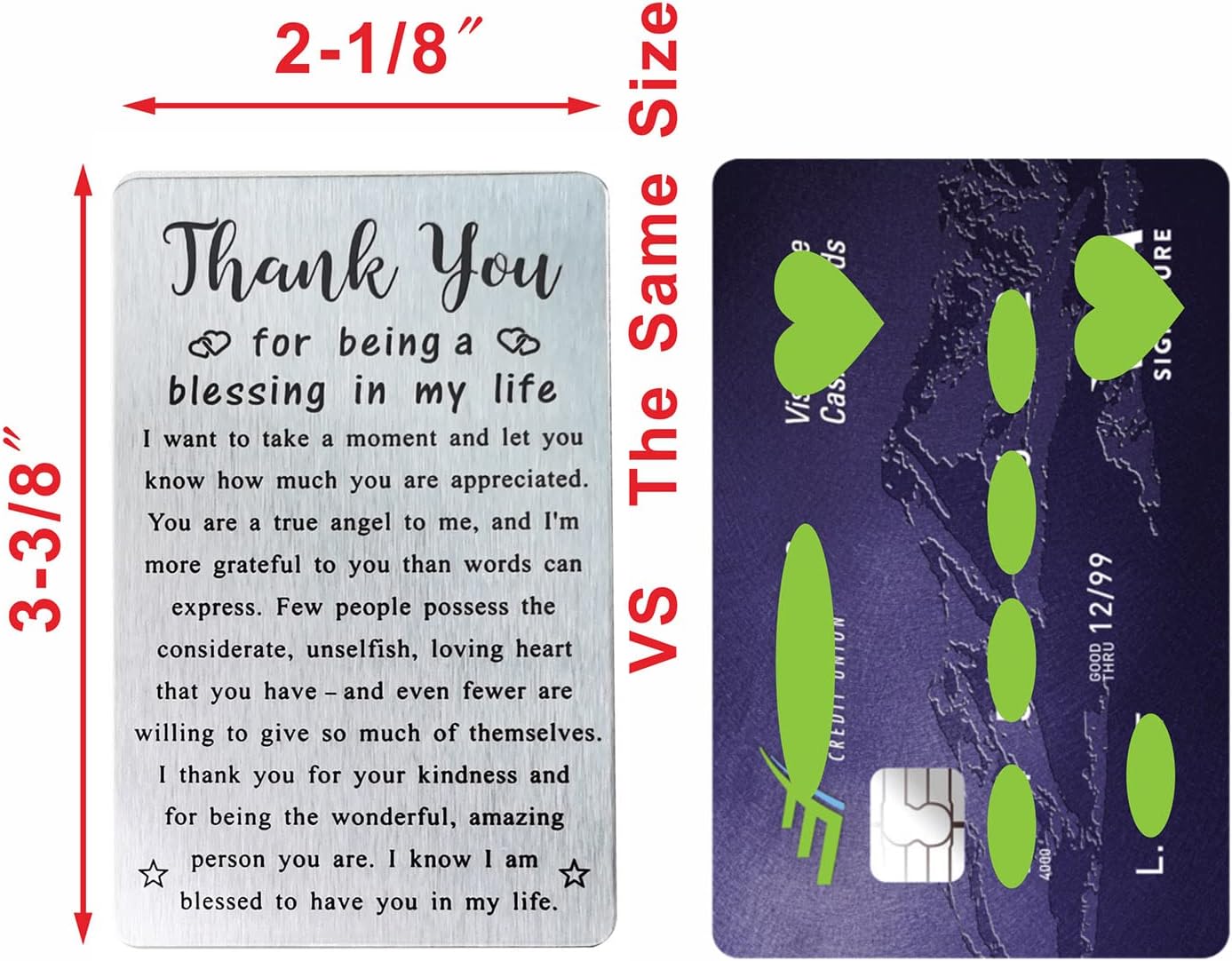 Metal Engraved Card - Thank You Gifts for Women Men - Appreciation Gifts for Friends - Thank You for Being A Blessing In My Life image 5 of 5 B09V6TPJ39