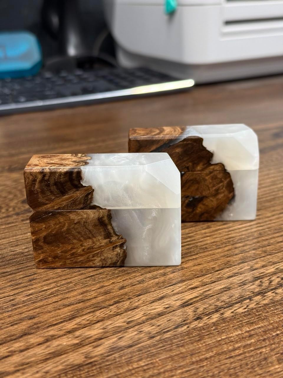 RWA Slim Proposal Ring Box – Elegant Wooden Jewelry Case for Engagement, Wedding Day & Ring Bearer Gift - Thin Proposal Box, Modern Holder & Keepsake, Flash (platinum/dark wood) - Image 5