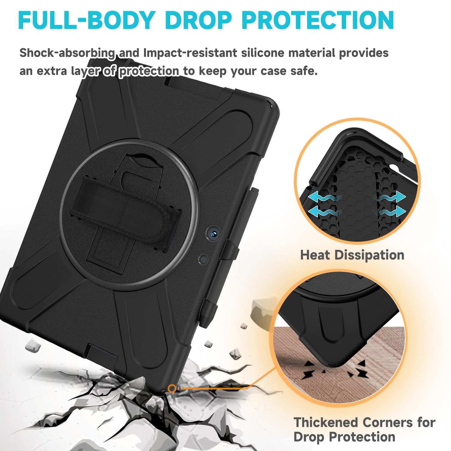 Custodia per Microsoft Surface Pro X 2021/2020/2019 - Visualizzazione multipla con cavalletto e cinghia da polso, tracolla per il trasporto, porta pennino, copertura aziendale per Surface Pro