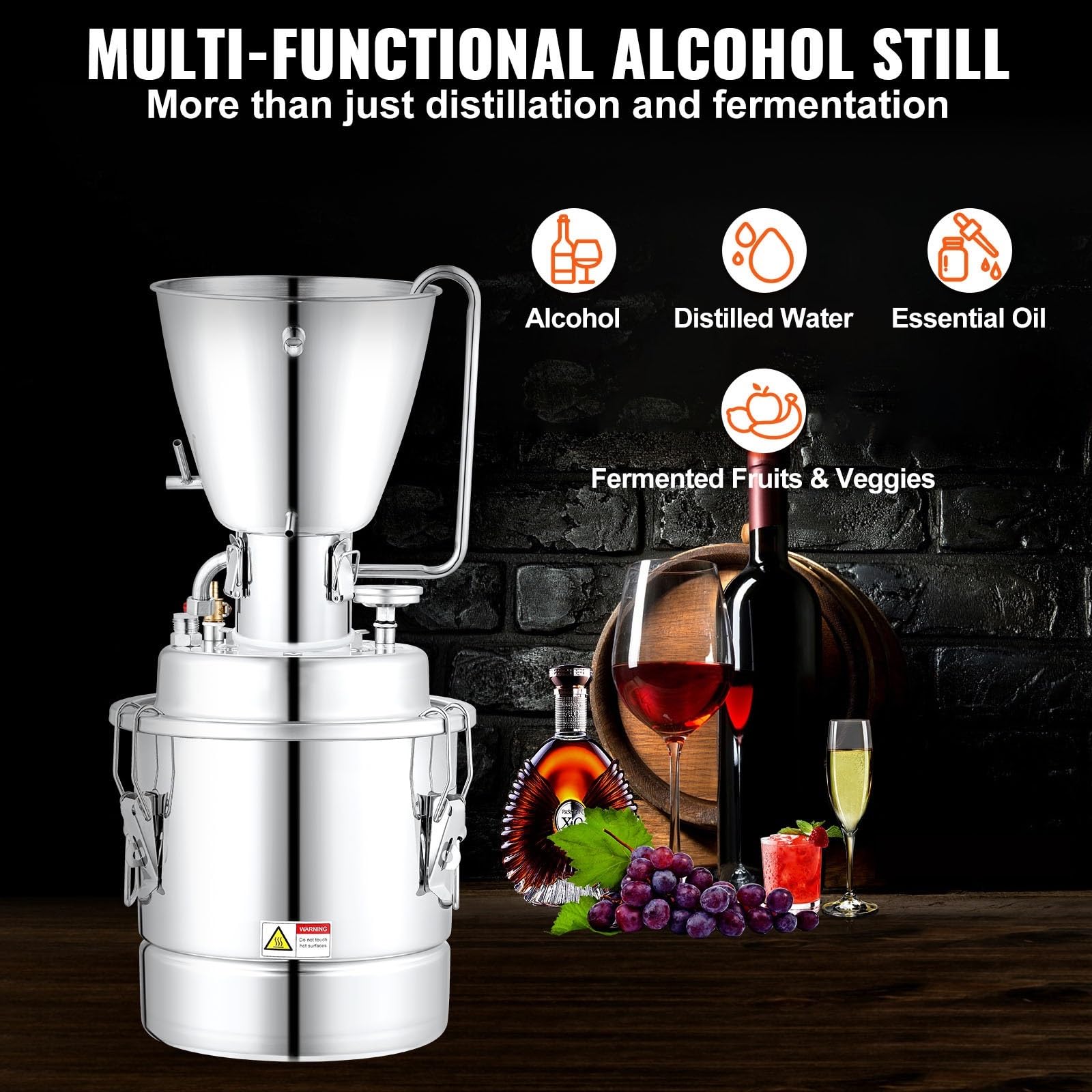 Destilador de Alcohol 10/50L con Kit elaboración tubo acero inoxidable 304 for destilería casera whisky vino Brandy,Operación flexible(10L (liquefied gas))
