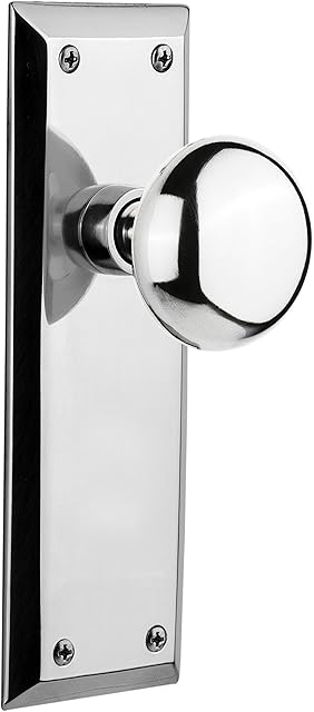 Nostalgic Warehouse New York Plate with New York Knob, Double Dummy, Bright Chrome