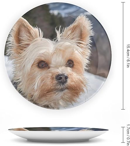 Miniatura 9 de Plato decorativo de perro Rottweiler Flower Dogshoting, placa decorativa de pared de cerámica, placa decorativa con soporte, placa redonda de