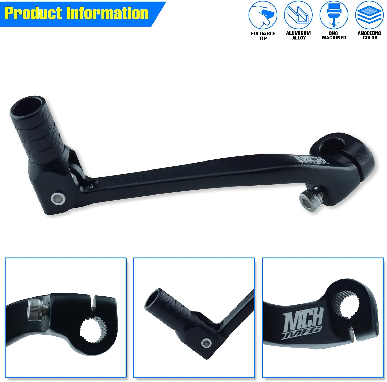 Folding Dirt Bike Shifter Lever - Alloy Aluminium Gear Lever Fit for CRF110 CRF110F 2013-2023 TTR110 08-09 TTR125 11-21 Black