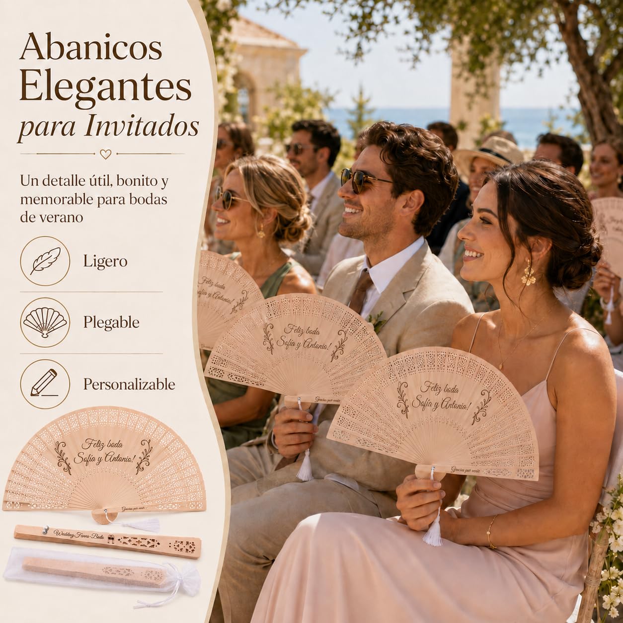 100pcs Abanicos Boda para Invitados Personalizados, Abanicos de Madera para Bodas con Nombre o Texto, para Recuerdos para Invitados, Decoraciones para Fiestas Y Diversas Actuaciones