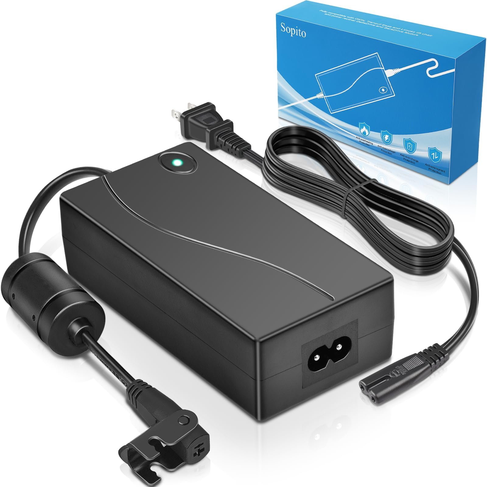 Sopito Wide Power Recliner Power Supply, Magnetic Ring 2-Pin AC/DC Adapter 100-240V, Quality 29V 2A Transformer Recliner Replacement Parts for Electric Couch/Lift Chair/Standing Desk