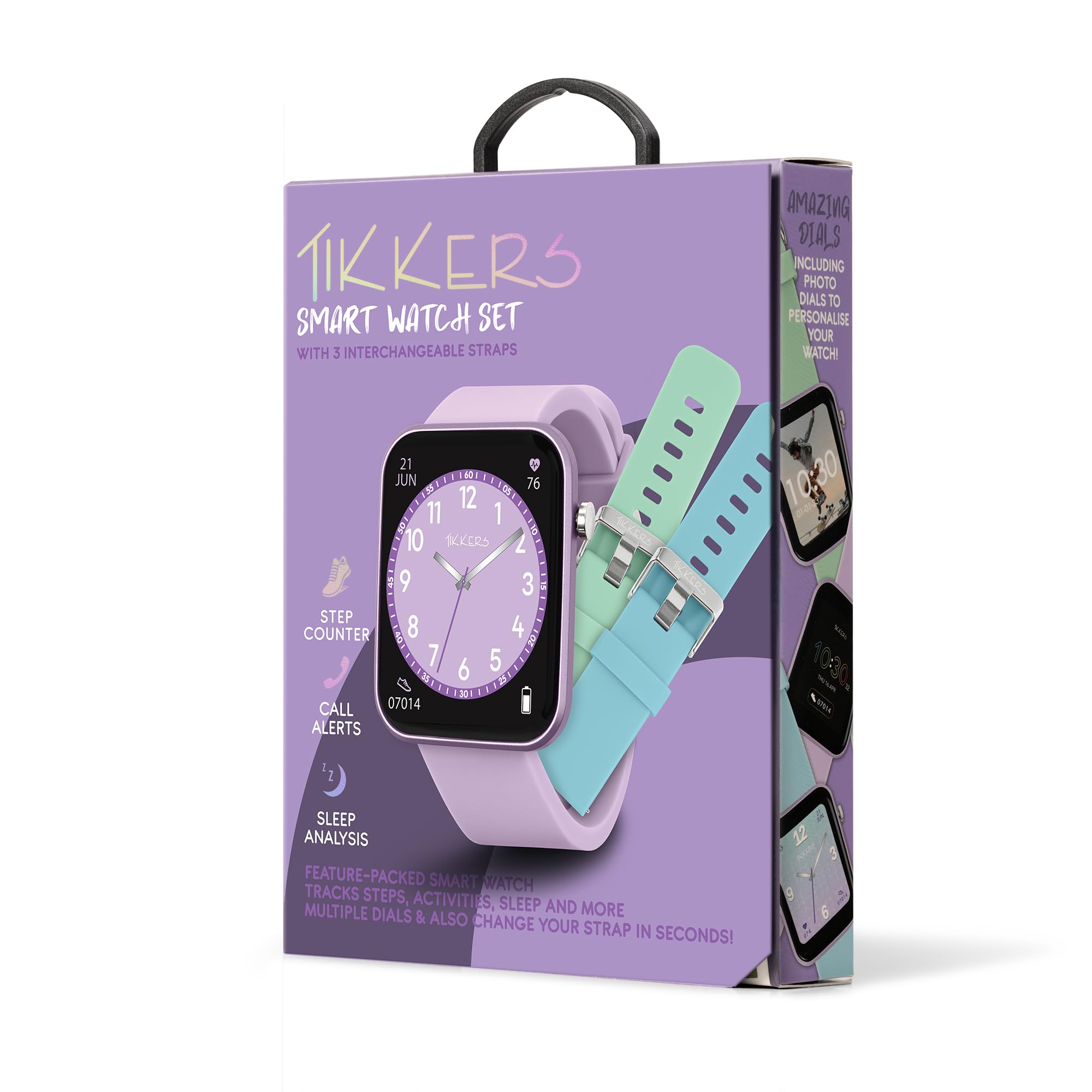 Tikkers Smart Series 13 Smart Watch i liliowy silikonowy pasek zestaw, liliowy, Jeden rozmiar, Casual
