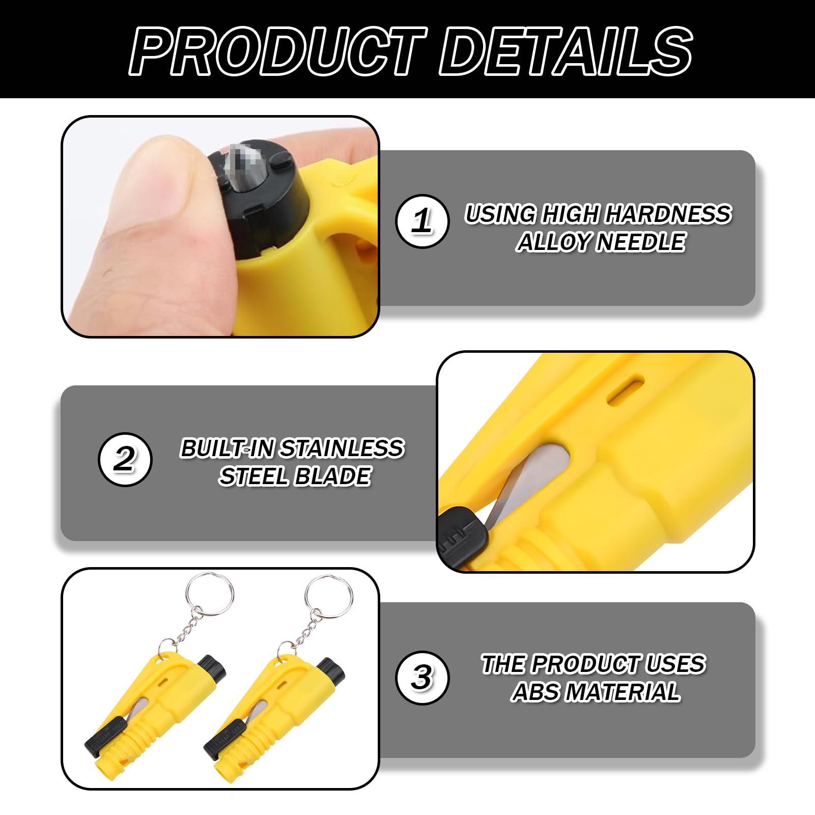 Portachiavi Di Emergenza 2-in-1 - Rompivetro Auto E Taglia Cinture Con Fischietto - Compatto E Salvavita - Foto 10