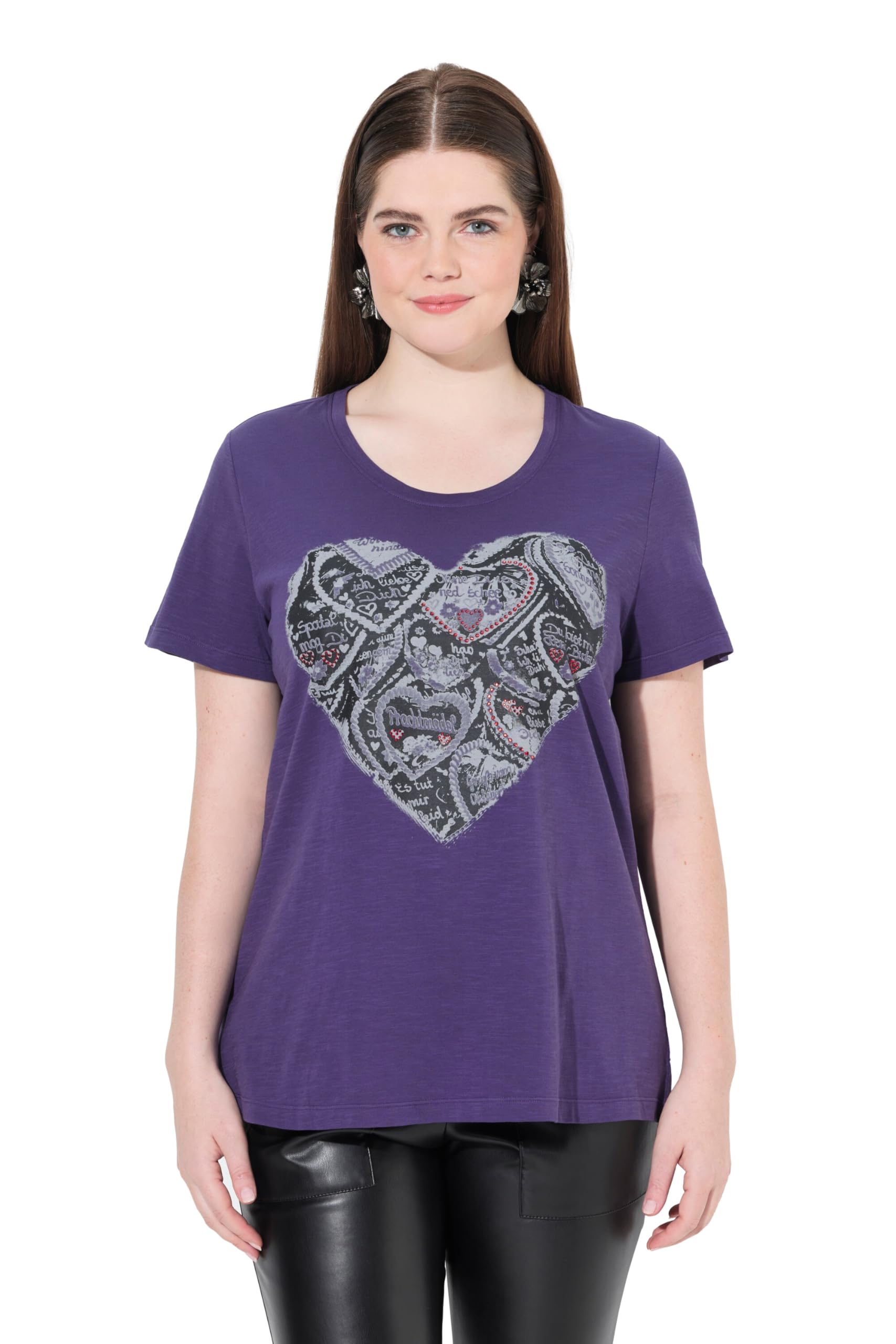 Ulla Popken Damen große Größen Übergrößen Plus Size T-Shirt, Trachtenmotiv, Classic, Rundhals, Halbarm 840677