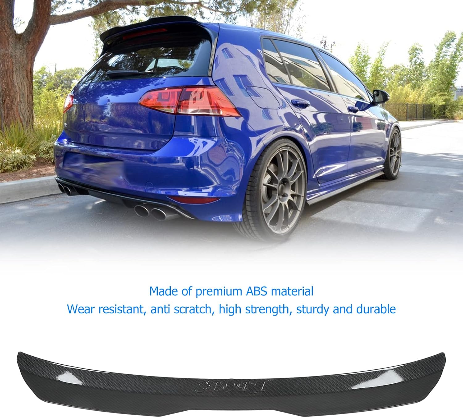 Universal Car Rear Spoiler Wing, Rear Spoiler Wing, Rear Trunk Spoiler Wing, Rear Roof Spoiler, ABS, for MK1 Mk2 Mk3 MK4 MK5 MK6 MK7 2000 to 2022 (Carbon Fiber)