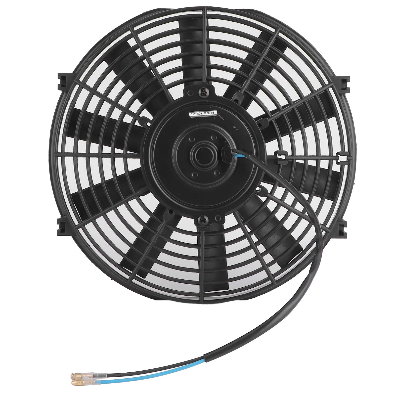 Akozon Ventilador de enfriamiento del motor 10 pulgadas 12V 80W Ventilador de enfriamiento electrónico delgado Tasa de flujo de aire de 2100RPM 10 Cuchillas rectas Universal