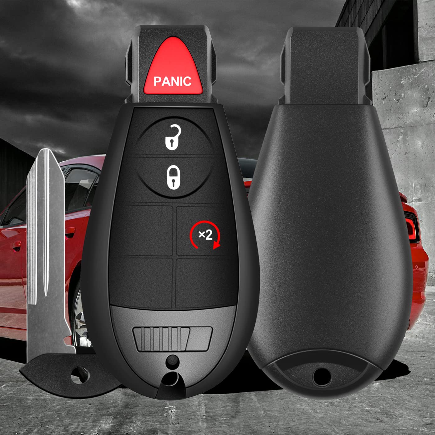 Key Fob Replacement 2PCS Remote Start Car Key Fob For Dodge Ram 2009 2010 2011 2012 1500 2500 3500 E Dodge Ram Key Fob