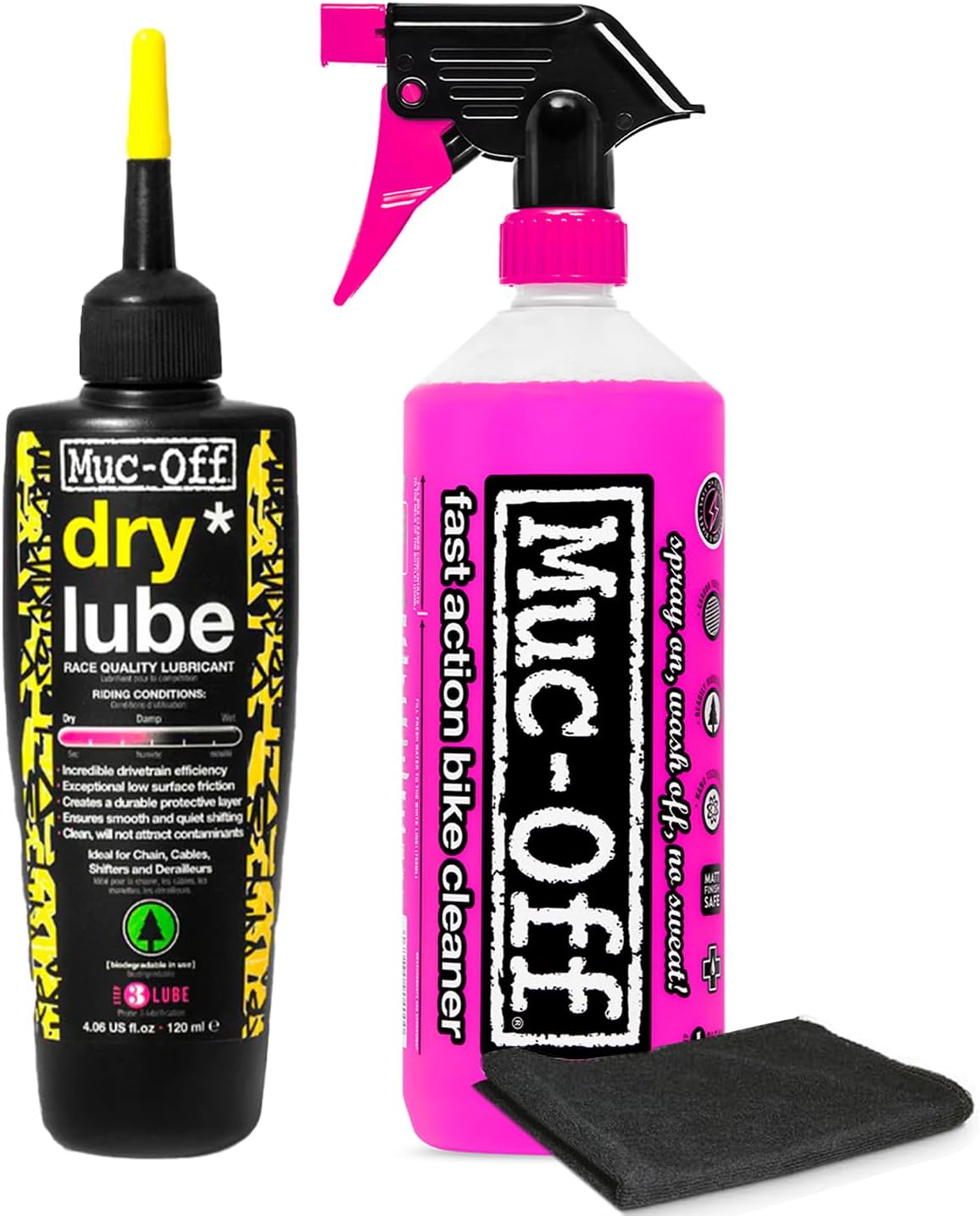 Bio Dry Bike Chain Lube with Microfiber Cloth | Wax-Based Formula for Smooth Gear Shifts | Creates Protective Layer and Reduces Friction