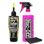 Muc-Off Nano Tech Bike Cleaner 1 Liter & Bio Dry Chain Lube 120ml Bundle with Microfiber Towel | Ultimate Bike Cleaning & Lubrication Kit | Safe on All Surfaces | Wax-Based Lube for Dry Conditions