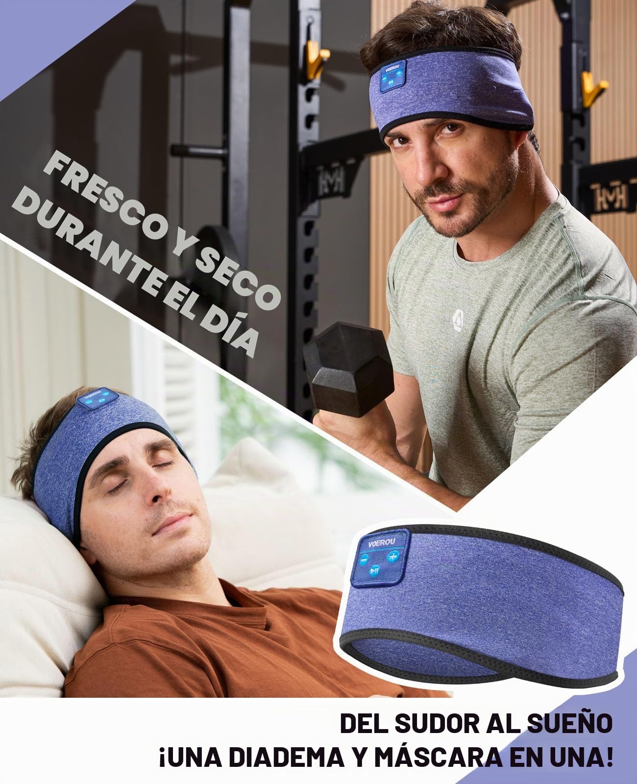 Voerou Auriculares Bluetooth 5.4 para Dormir, Auriculares Inalámbricos con Altavoces Ultrafina y Estéreo, Auriculares para Dormir para Entrenamiento, Correr, Yoga y Meditación, Dispositivos