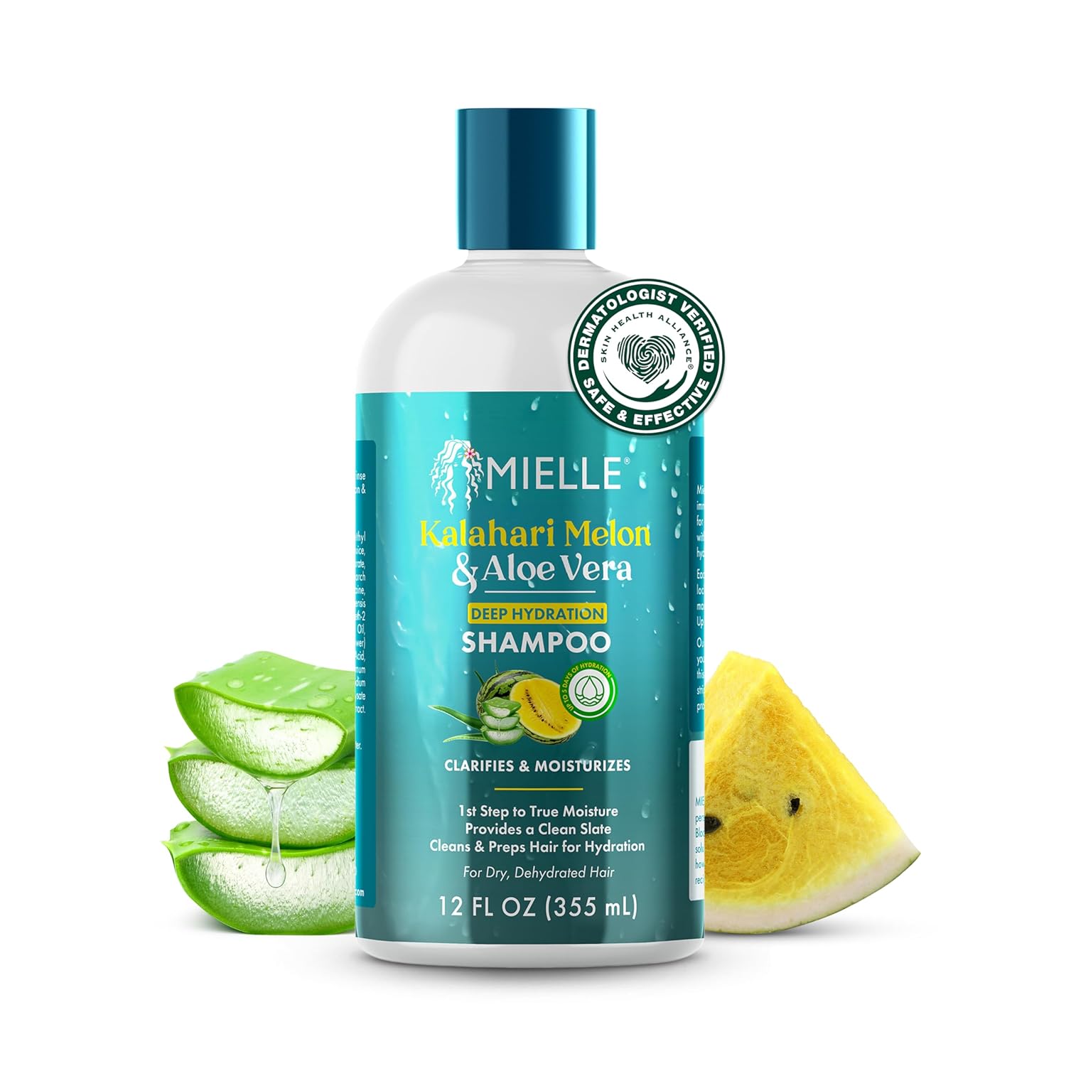 Mielle Kalahari Melon & Aloe Deep Sulfate Free Shampoo – Hydrating & Clarifying Shampoo for Dry, Curly, and Textured Hair – Removes Buildup & Delivers 5 Days of Moisture (12 fl oz)