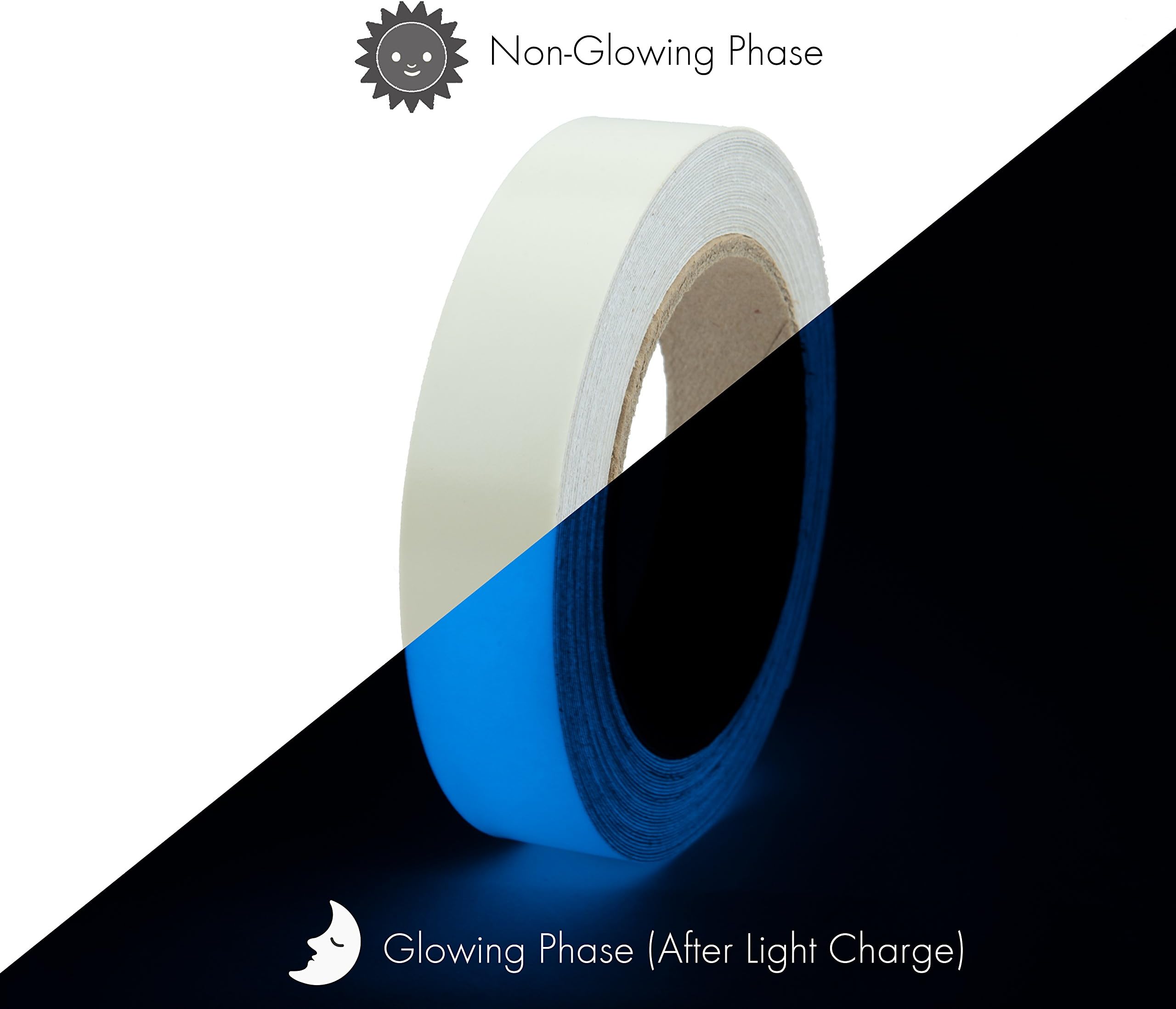 Glow in the Dark Photoluminescent Tape 10 Yard (Green & Blue) (1 in. X 10 yard (blue))