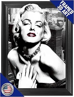 Marilyn Monroe New York 3D Poster Wall Art Decor Framed Print | 14.5x18.5 | Lenticular Posters & Pictures | Memorabilia Gifts for Guys & Girls Bedroom | Celebrity Vintage Room Picture & Decorations
