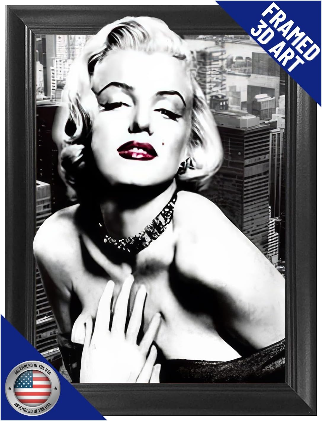 Marilyn Monroe New York 3D Poster Wall Art Decor Framed Print | 14.5x18.5 | Lenticular Posters & Pictures | Memorabilia Gifts for Guys & Girls Bedroom | Celebrity Vintage Room Picture & Decorations