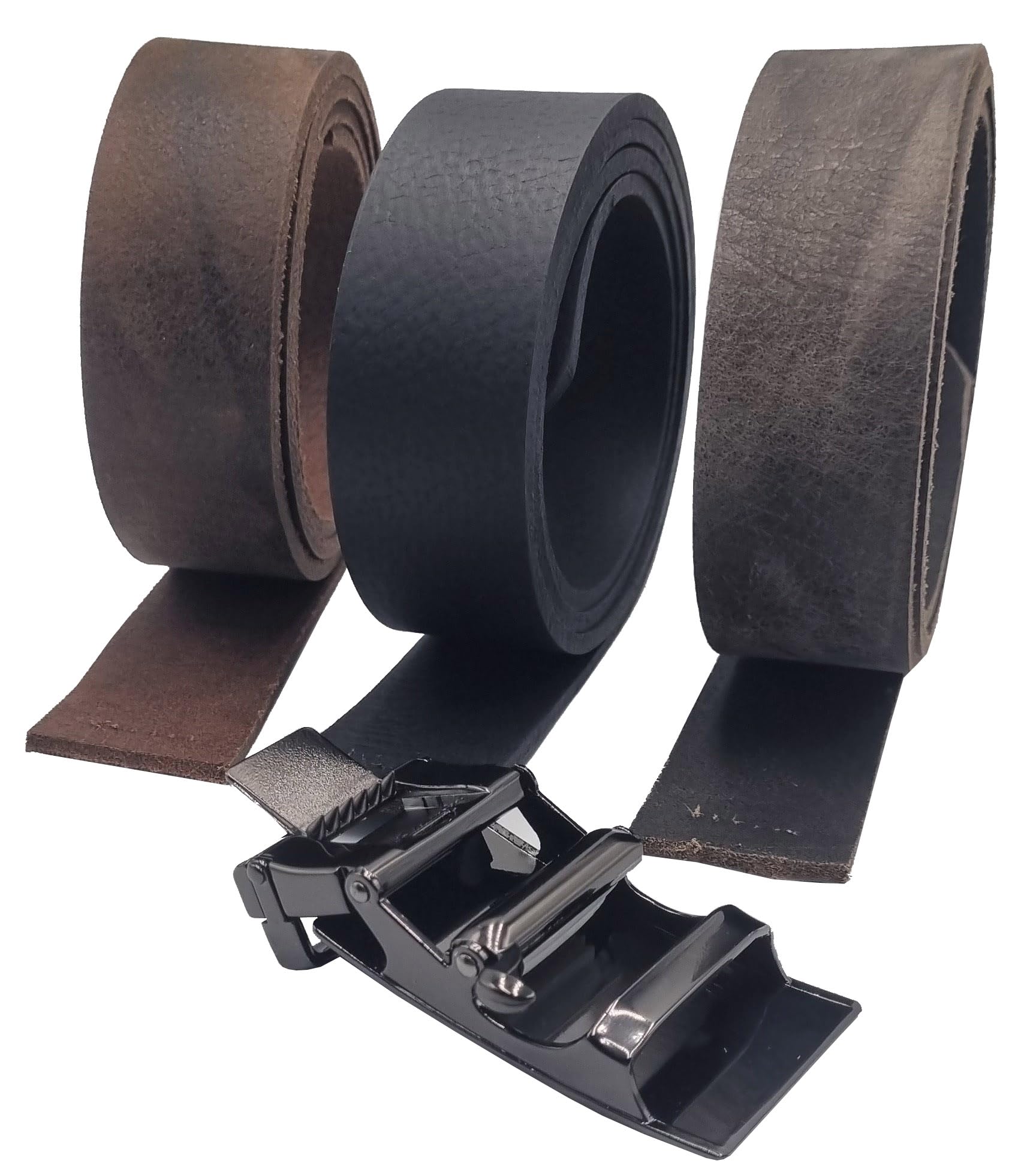 Ledergürtel 3,5 cm breit braun Automatikgürtel ohne Plastikratsche Made in Germany 100% Leder Vollleder Rindsleder Büffelleder Damen Herren Anzug Jeans Arbeitshose