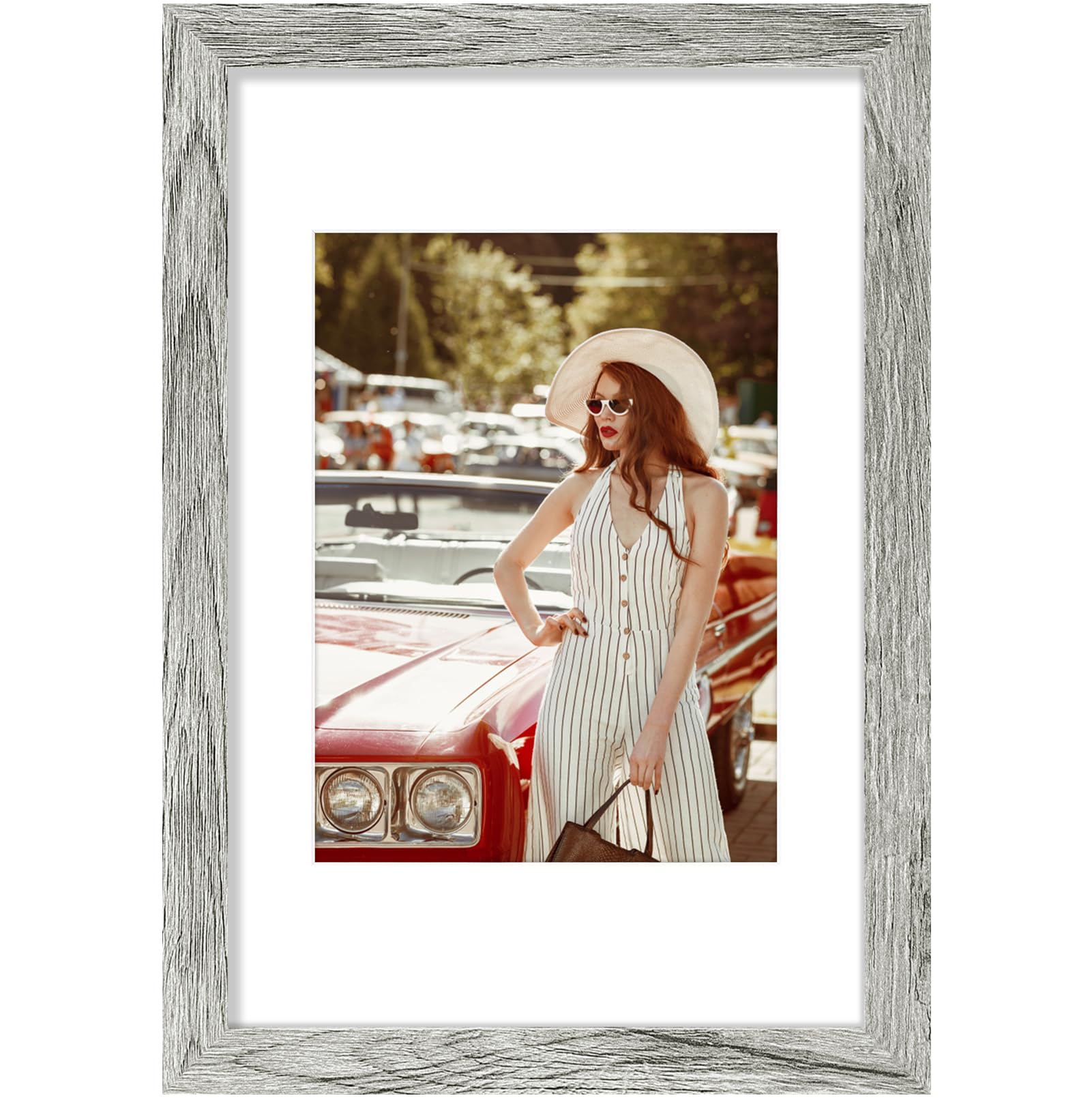 Vittanly 8x12 Picture Frame, Display Pictures 6x8 with Mat or 8x12 without Mat, Photo Frame for Wall or Table Top Display, Grey, 1 Pack — image 1