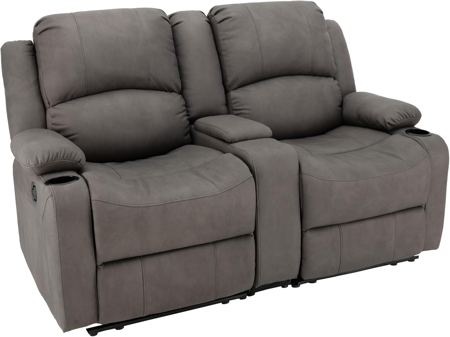 Camper Comfort 65" Wall Hugger Reclining RV | RV Theater Seats (Manual, Slate) | Double Recliner RV Sofa & Console | RV Couch | Wall Hugger Recliner | RV Theater Seating | RV Furniture