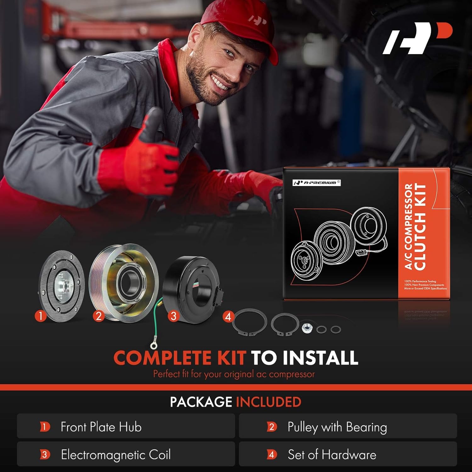 A-Premium A/C Compressor Clutch Kit Compatible with Honda Accord 2008-2012 3.5L, The Pulley Diameter is 116 mm, Not 130.5 mm