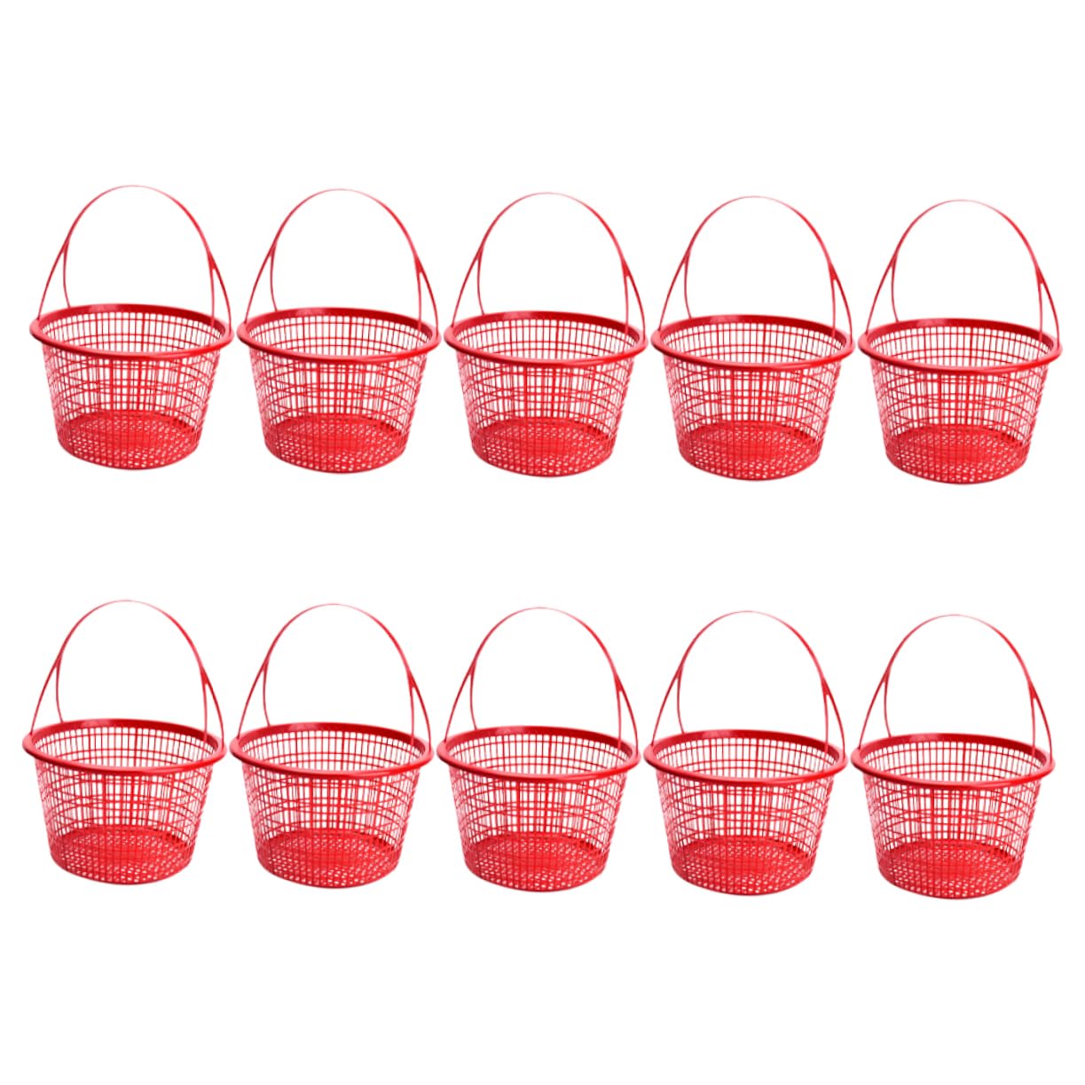 HEMOTON Small Fruit Picking Basket 10pcs Red Berry Basket Handle Versatile for Strawberries Blueberries Cherries