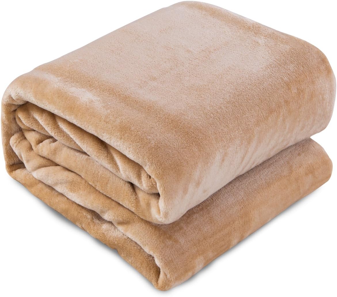Luxury Collection Microplush Flannel Fleece Blanket | Ultra Soft 380 GSM Lightweight All-Season Anti-Static Throw/Blanket for Sofa Couch Bed (Queen (78'' x 90''), Chestnut)