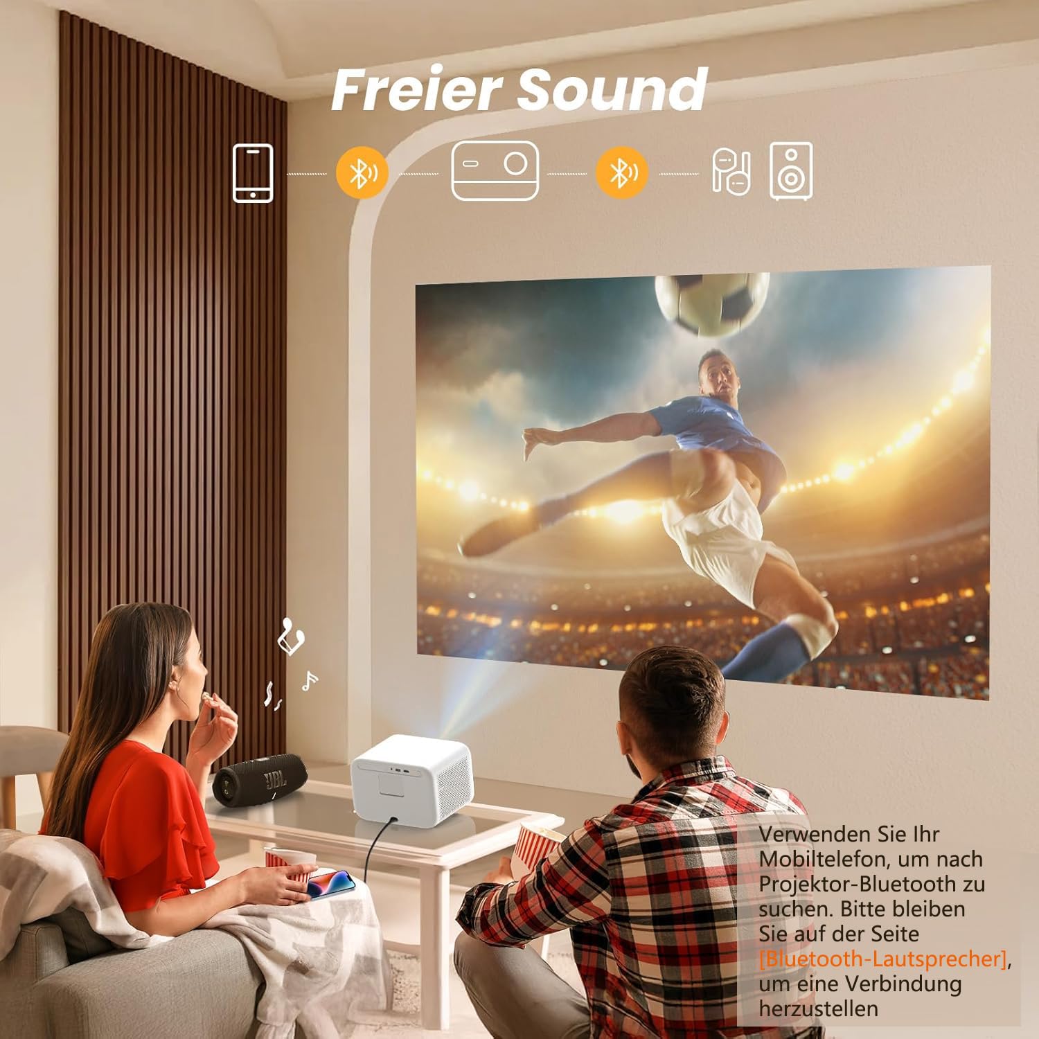 JBL Beamer Sound 1080P Native Projektor Yaber L2s Autofokus LED Projektor WiFi6 Bluetooth 5.1 Heimkino