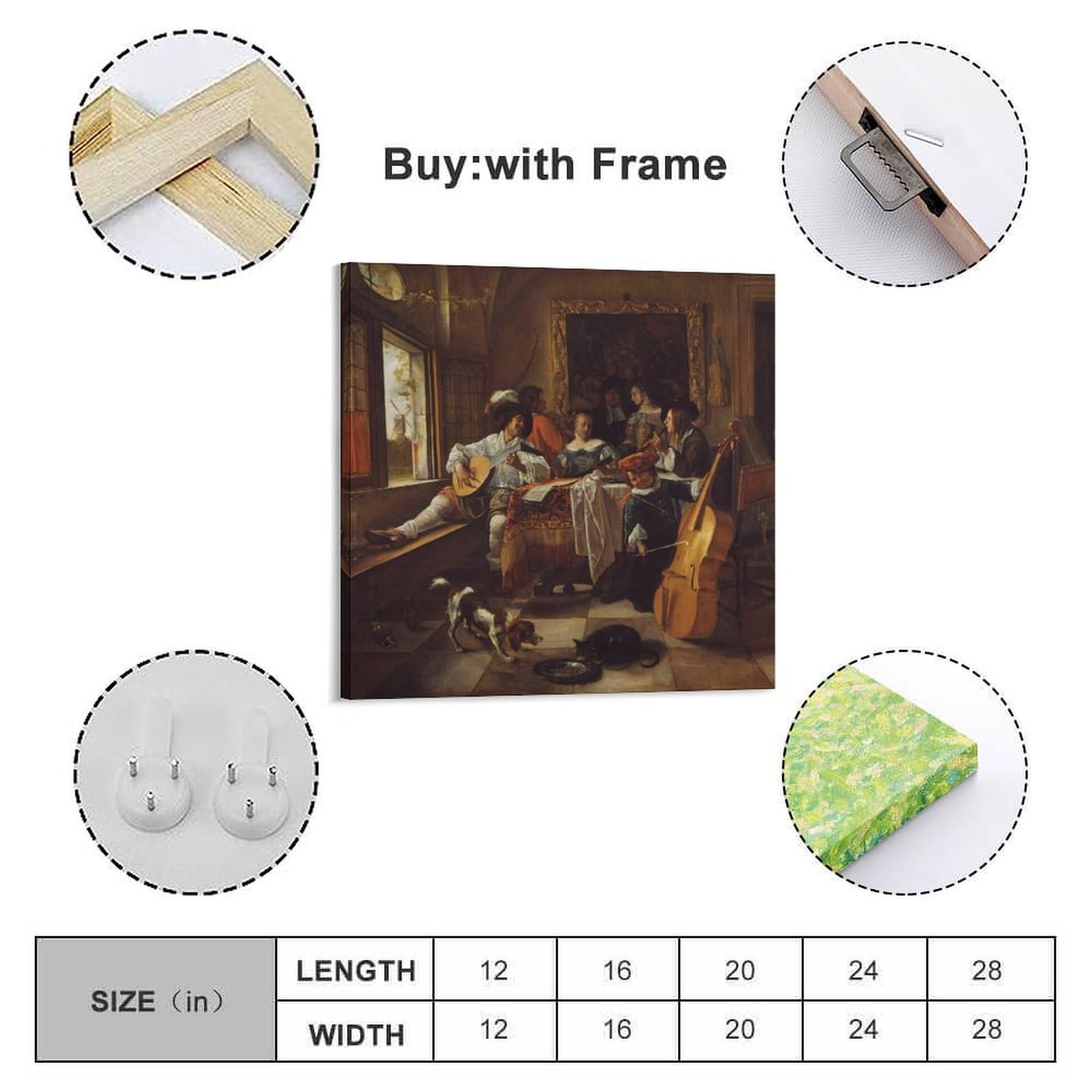 Jan Steen Künstlerwerke, Konzert-Poster, zeitgenössisches Leinwand-Kunstwerk für Wanddekoration, Wohnzimmer, Schlafzimmer, Büro, Dekoration, 50,8 x 50,8 cm