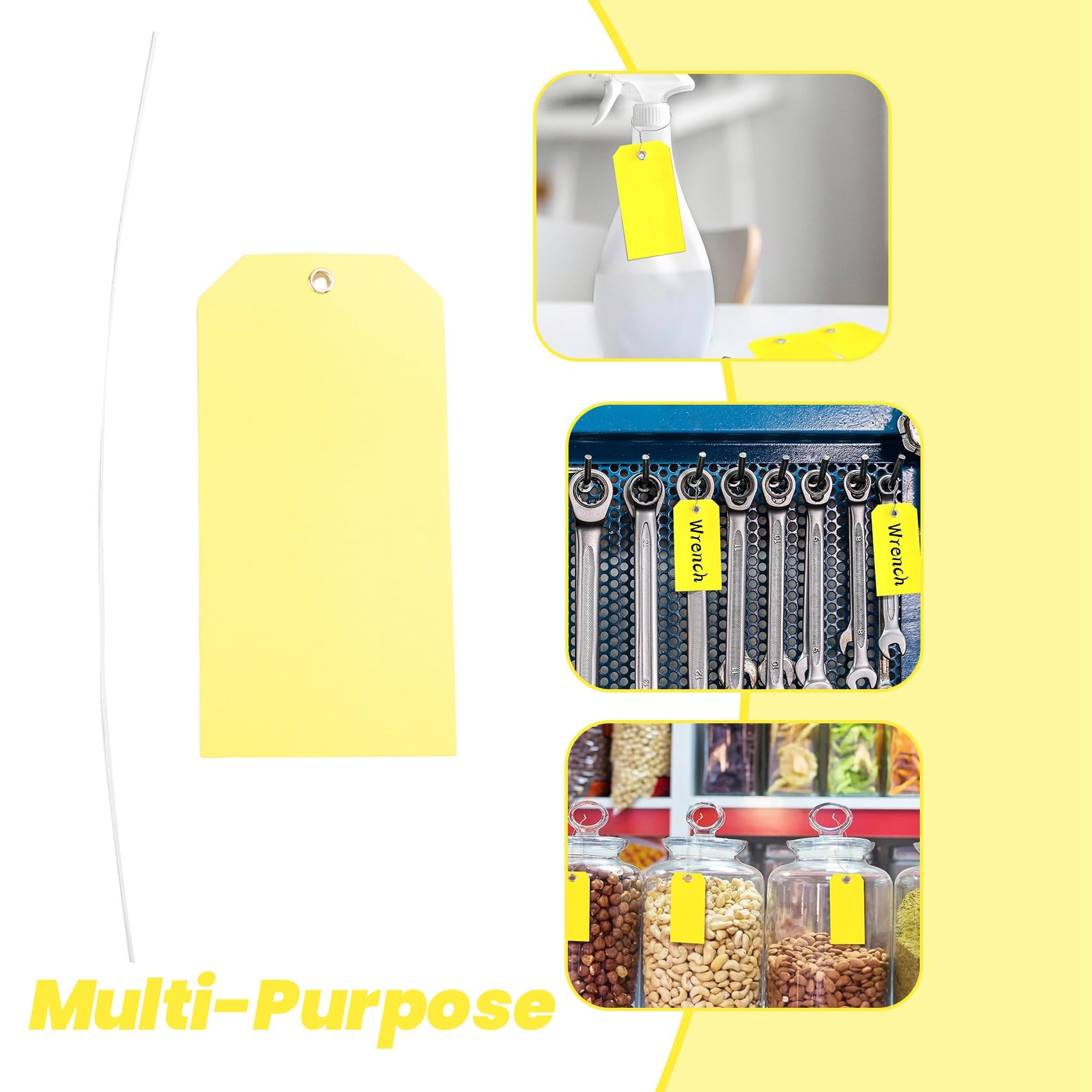 Bloepum 100Pcs 15.9cmx7.9cmPlastic Shipping Labels with Wire Writable Hang Tags,Shipping Labels for Equipment Auto Spare Parts Accessories